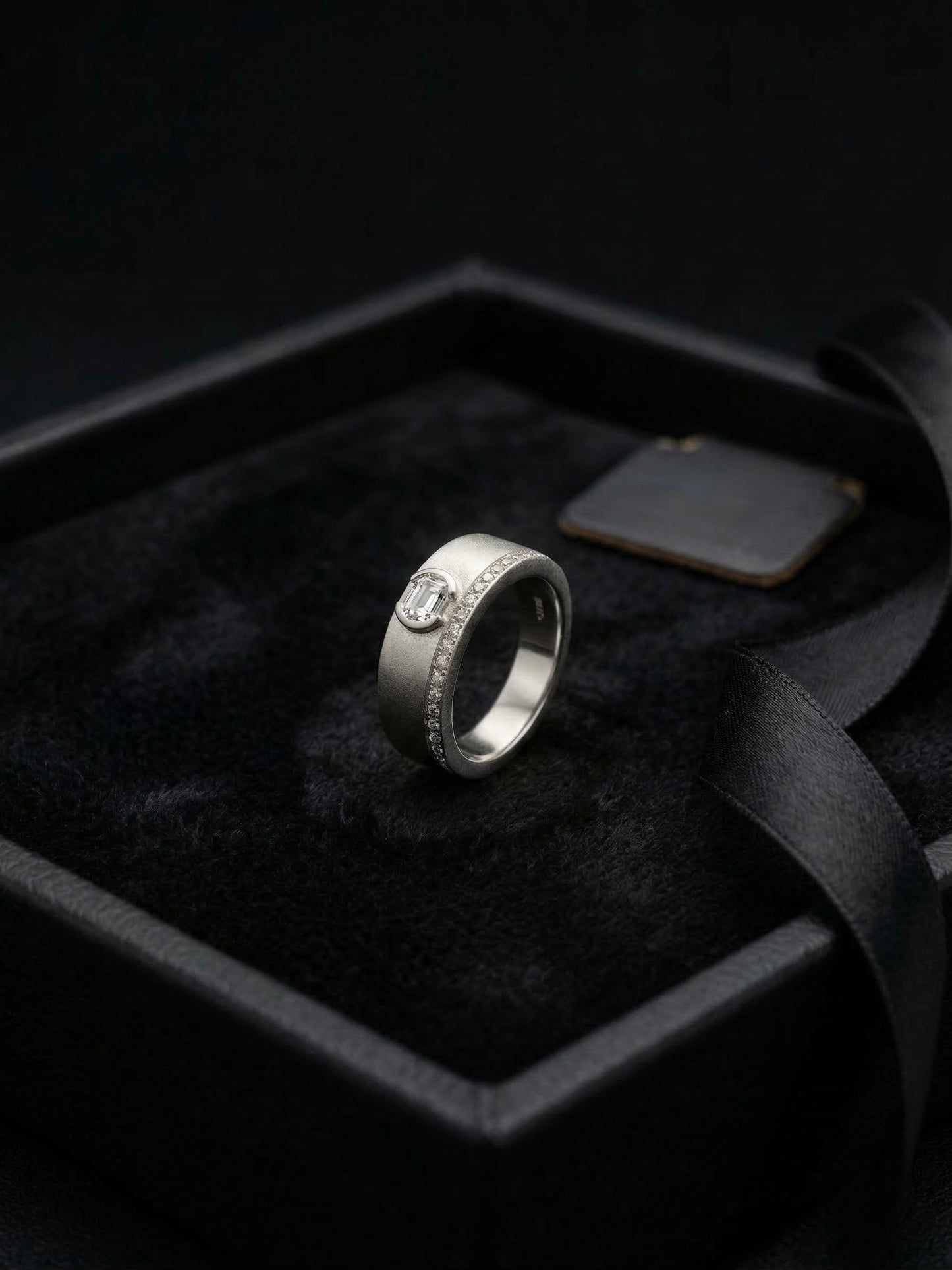 Premium Silver Ring with Zircon Stone for Men | Matte Finish Statement Ring