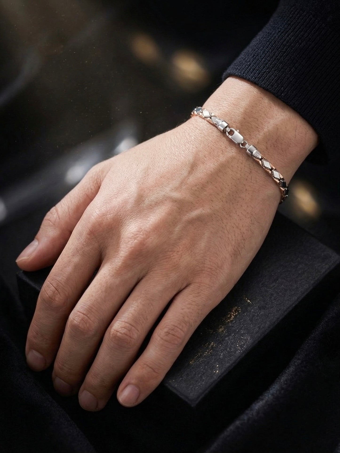 Premium Two-Tone Silver Bracelet for Men & Women