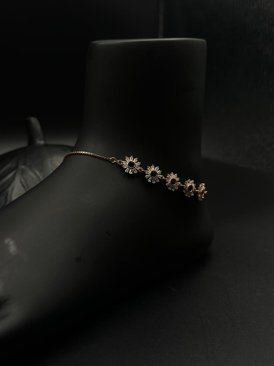 Rose Gold Daisy Flower Anklet for Women
