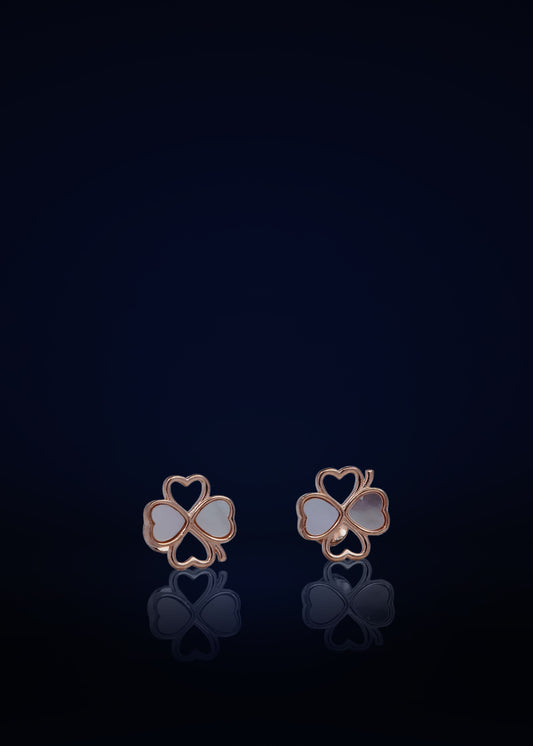 Cute Silver Clover Stud Earrings for Women | Minimalist Floral Design Daily Wear Jewelry