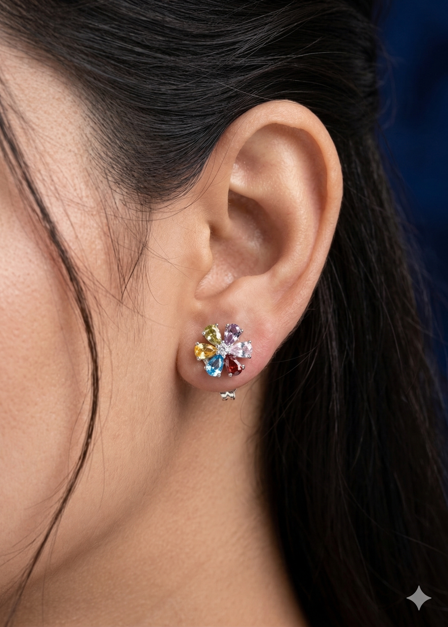 Stylish Silver Stud Earrings with Crystal & White Stone Design for Women