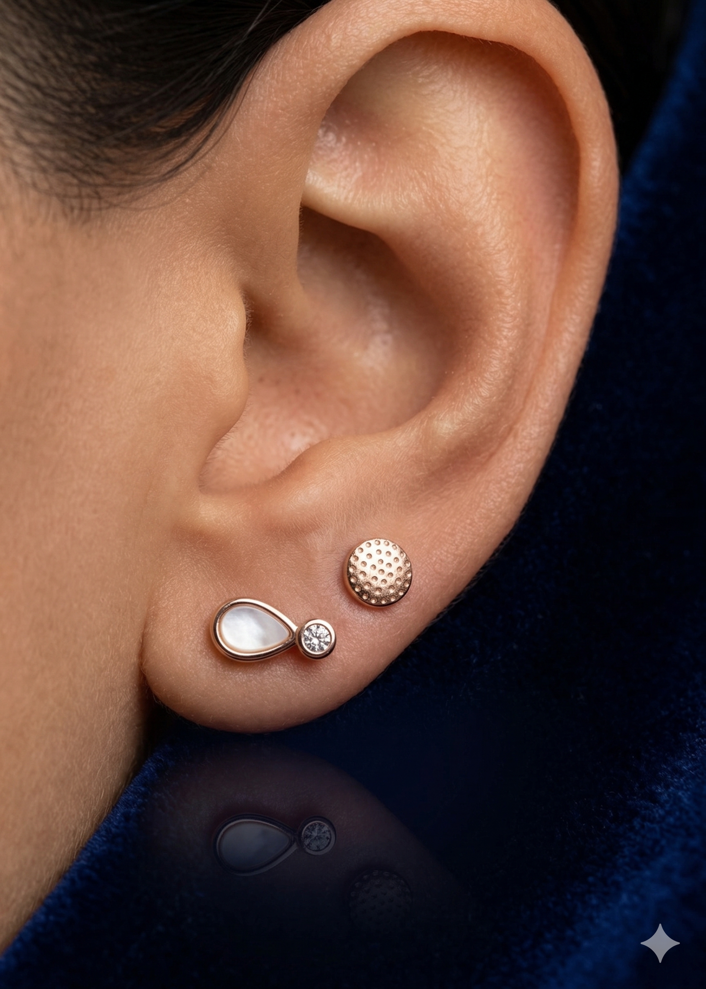 Elegant Rose silver Stud Earrings with Crystal & Enamel Teardrop Design