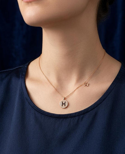 H Initial Pendant Necklace for Women