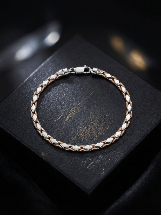 Premium Two-Tone Silver Bracelet for Men & Women