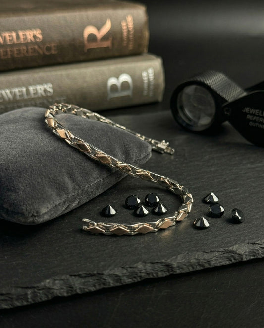 Premium Two-Tone Silver Bracelet for Men & Women