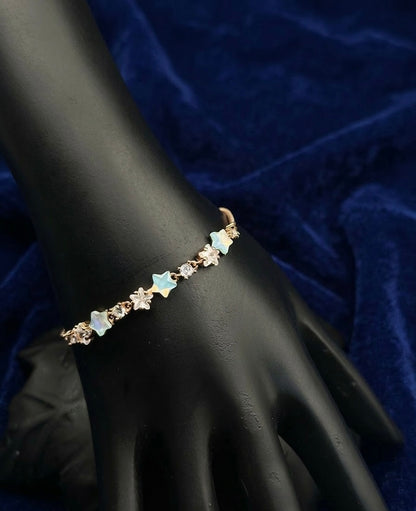Celestial Star & Crystal Charm Bracelet in Rose Gold Tone.adjestable