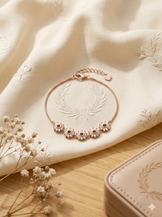 Rose Gold Daisy Flower Anklet for Women