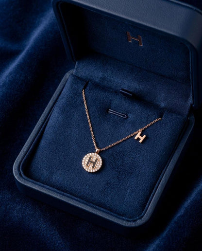 H Initial Pendant Necklace for Women