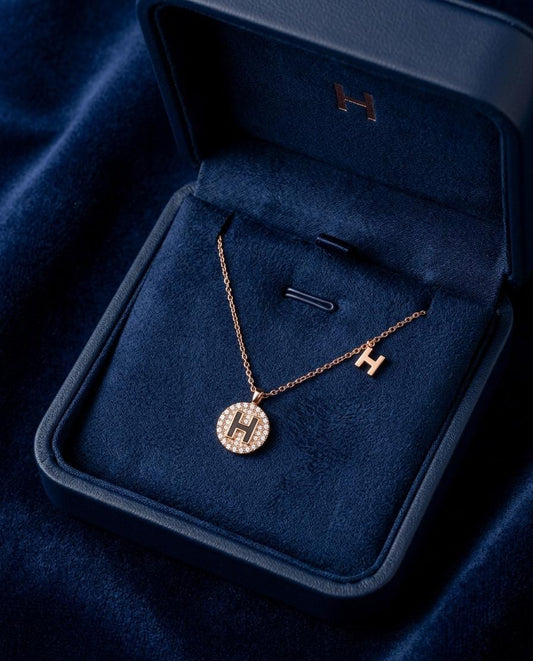 H Initial Pendant Necklace for Women