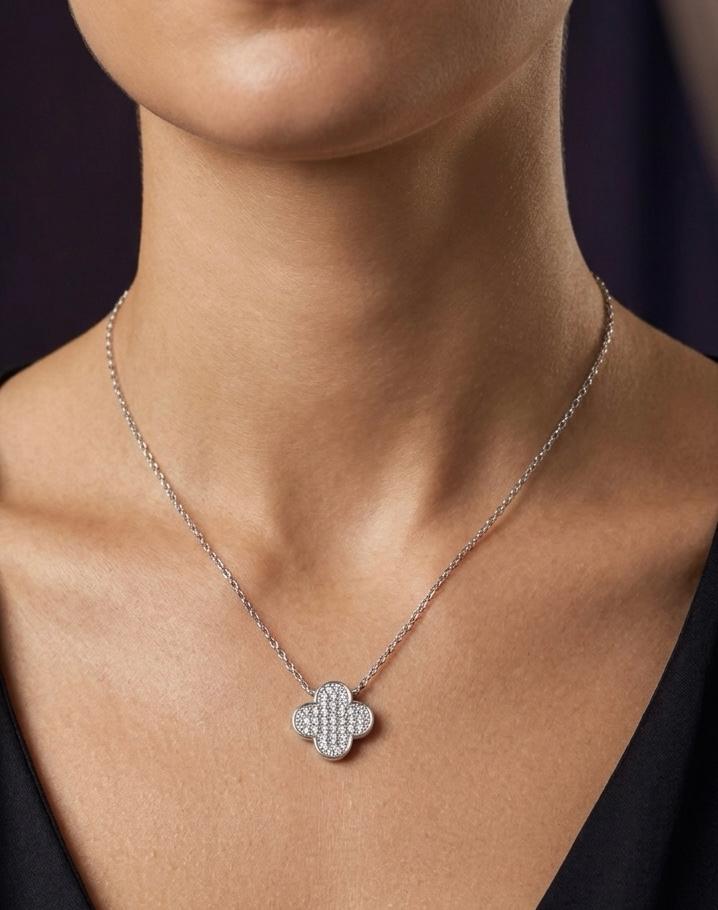 Elegant Silver florel flower Pendant Chain for Women | Premium 925 Silver Necklace