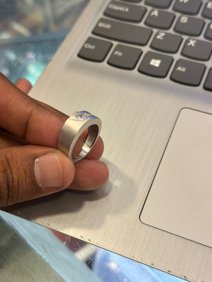 Elegant 925 Sterling Silver Minimal Stone Ring for Women | Sleek Designer Silver Band