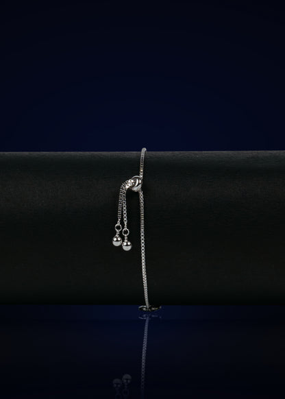 925 Sterling Silver Adjustable Bracelet with Zircon Stones | Elegant Women's Jewelry