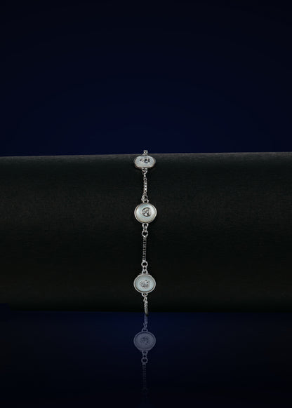 925 Sterling Silver Adjustable Bracelet with Zircon Stones | Elegant Women's Jewelry