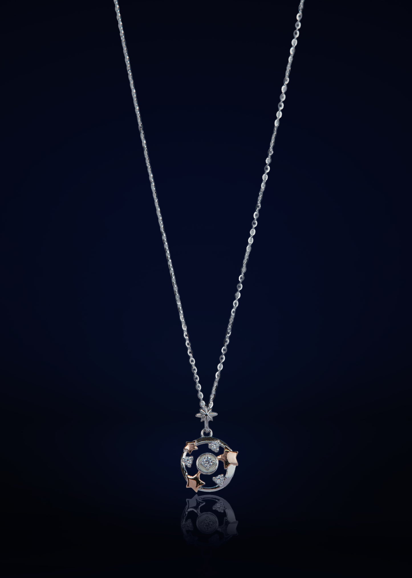 Elegant Silver Star & Moon Pendant Chain for Women | Premium 925 Silver Necklace