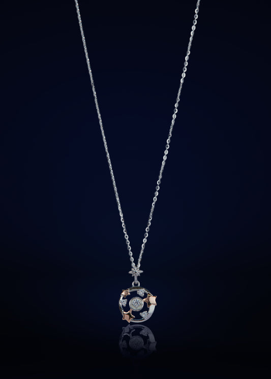 Elegant Silver Star & Moon Pendant Chain for Women | Premium 925 Silver Necklace