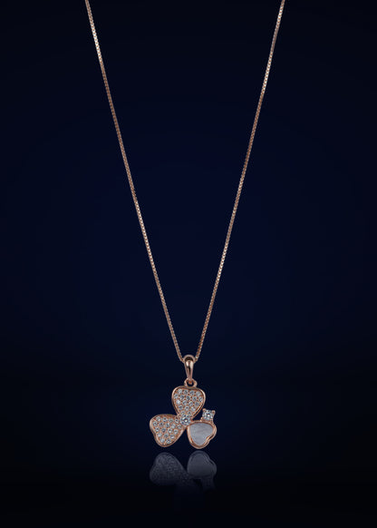 Elegant flower with diamond finish stone Pendant Chain for Women | Premium 925 Silver Necklace
