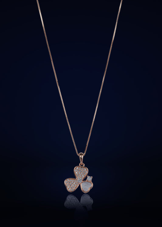 Elegant flower with diamond finish stone Pendant Chain for Women | Premium 925 Silver Necklace