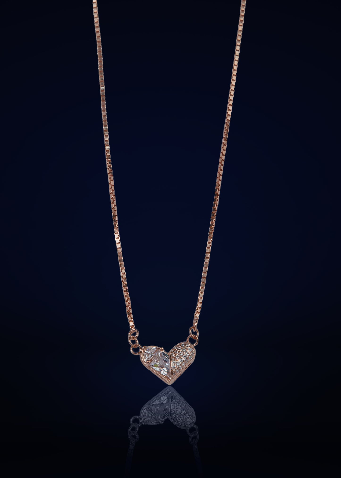 Elegant Silver Heart Pendant Necklace with Crystal | Minimalist Love Design Chain for Women