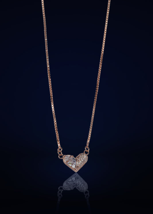 Elegant Silver Heart Pendant Necklace with Crystal | Minimalist Love Design Chain for Women