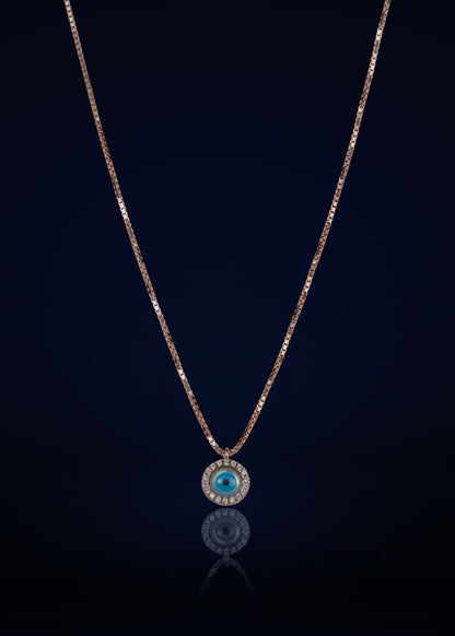 Silver Evil Eye Pendant Necklace with Crystal | Minimalist Protection Charm Chain for Women