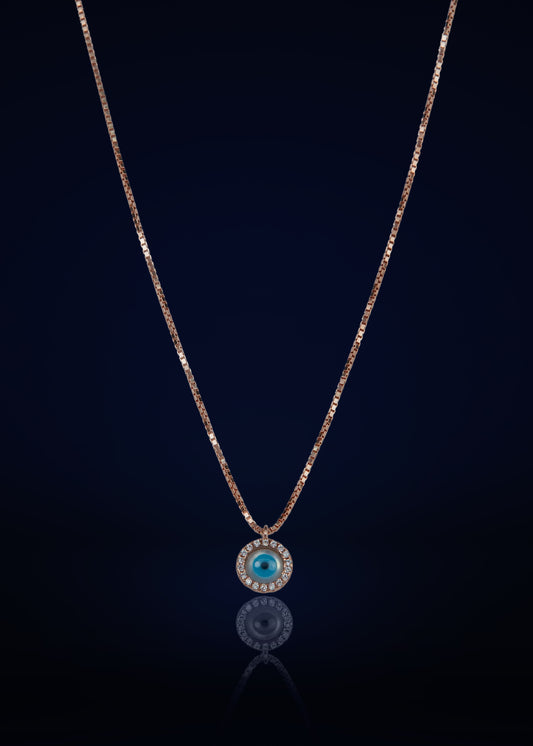 Silver Evil Eye Pendant Necklace with Crystal | Minimalist Protection Charm Chain for Women