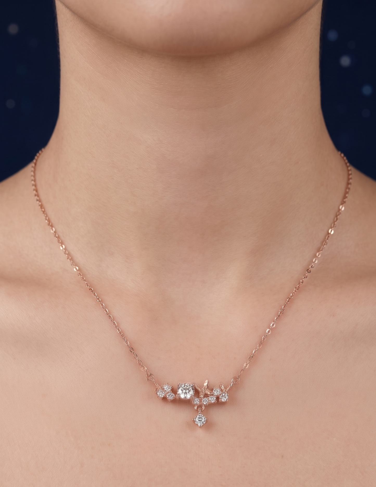 Elegant Silver Butiful Pendant Chain with Sparkling Stones | Lightweight Designer Necklace for Women