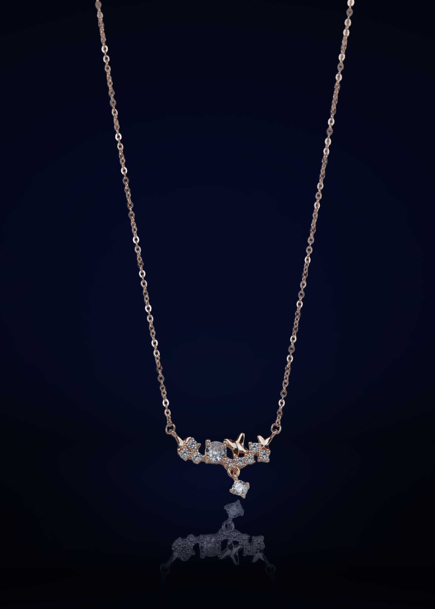 Elegant Silver Butiful Pendant Chain with Sparkling Stones | Lightweight Designer Necklace for Women