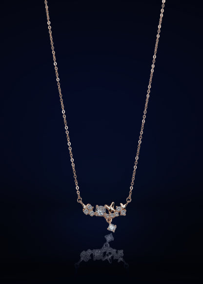 Elegant Silver Butiful Pendant Chain with Sparkling Stones | Lightweight Designer Necklace for Women