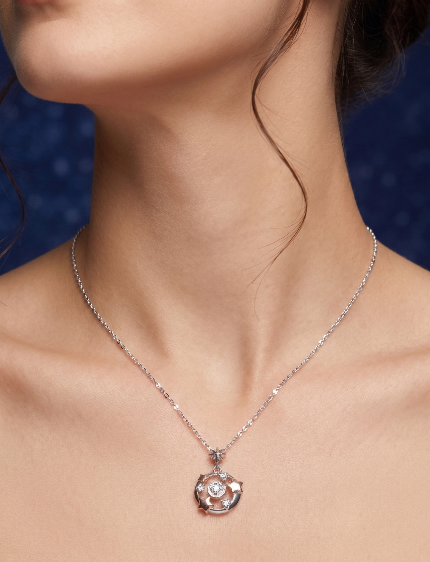 Elegant Silver Star & Moon Pendant Chain for Women | Premium 925 Silver Necklace