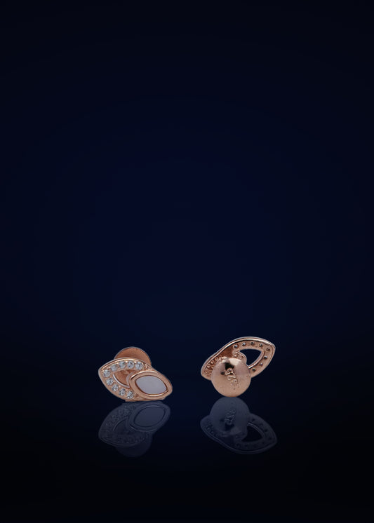 Stylish Silver Stud Earrings with Crystal & White Stone Design for Women