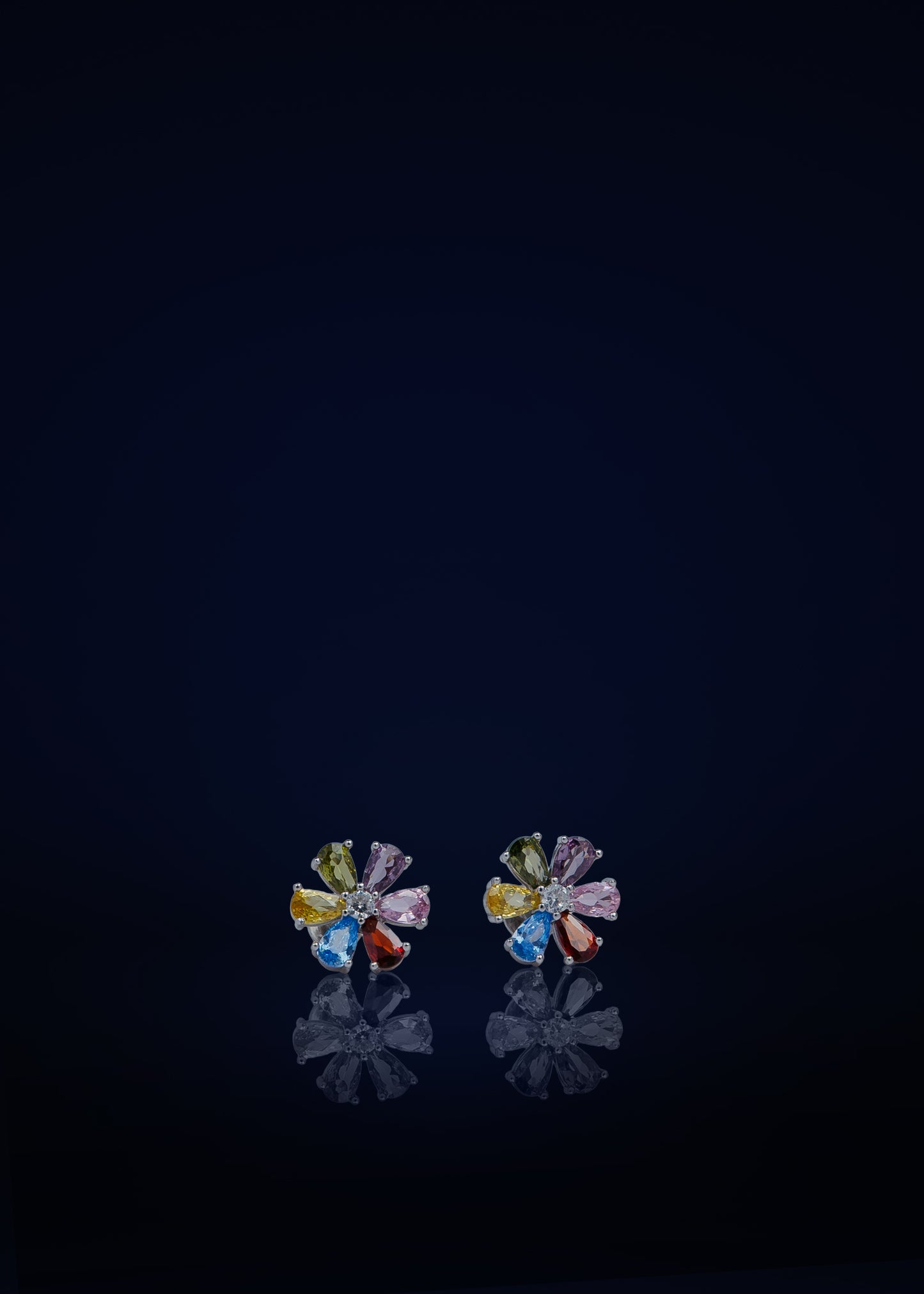 Stylish Silver Stud Earrings with Crystal & White Stone Design for Women