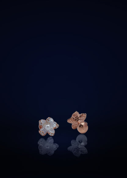 Cute Bow Design Silver Stud Earring with Crystal & White Stone for Wome