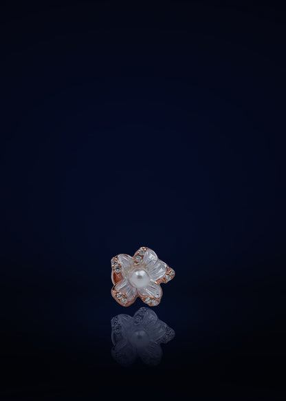 Cute Bow Design Silver Stud Earring with Crystal & White Stone for Wome