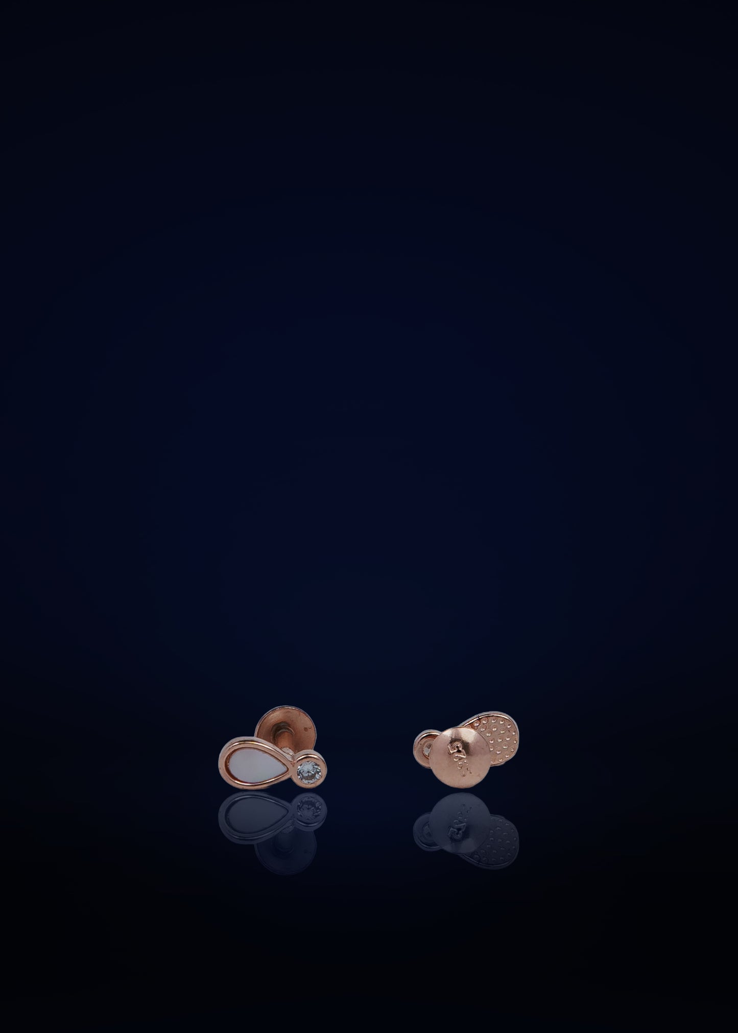 Elegant Rose silver Stud Earrings with Crystal & Enamel Teardrop Design