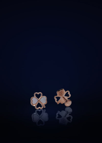 Cute Silver Clover Stud Earrings for Women | Minimalist Floral Design Daily Wear Jewelry
