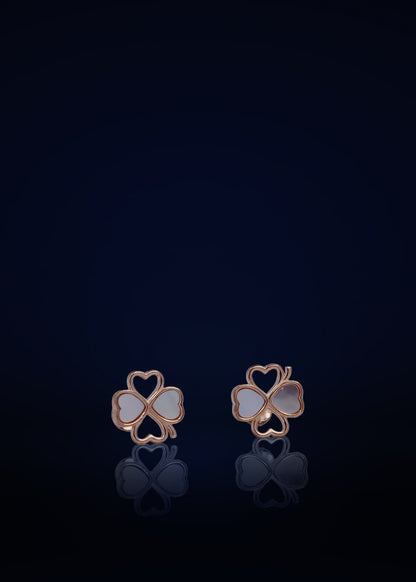 Cute Silver Clover Stud Earrings for Women | Minimalist Floral Design Daily Wear Jewelry