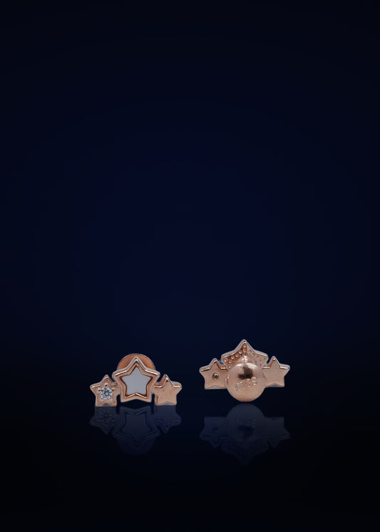 Trendy Silver Star Stud Earrings for Women | Minimalist Crystal & Enamel Design Daily Wear Jewelry