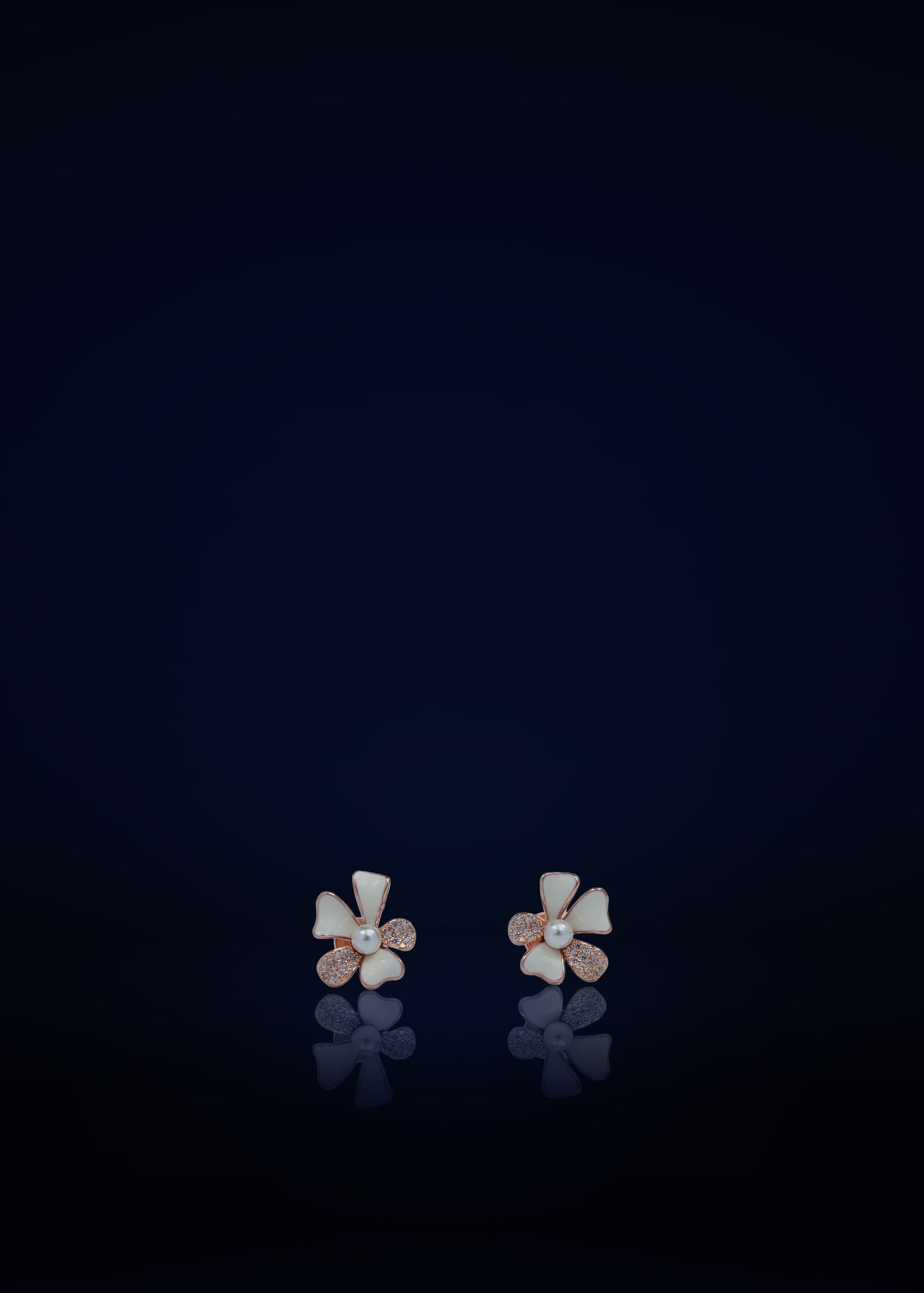 Elegant Silver Floral Stud Earrings with Pearl & Crystal | Minimalist Flower Design Daily Wear Jewelry