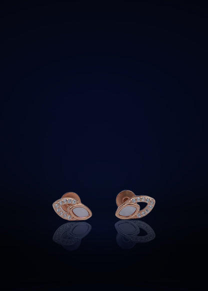 Stylish Silver Stud Earrings with Crystal & White Stone Design for Women