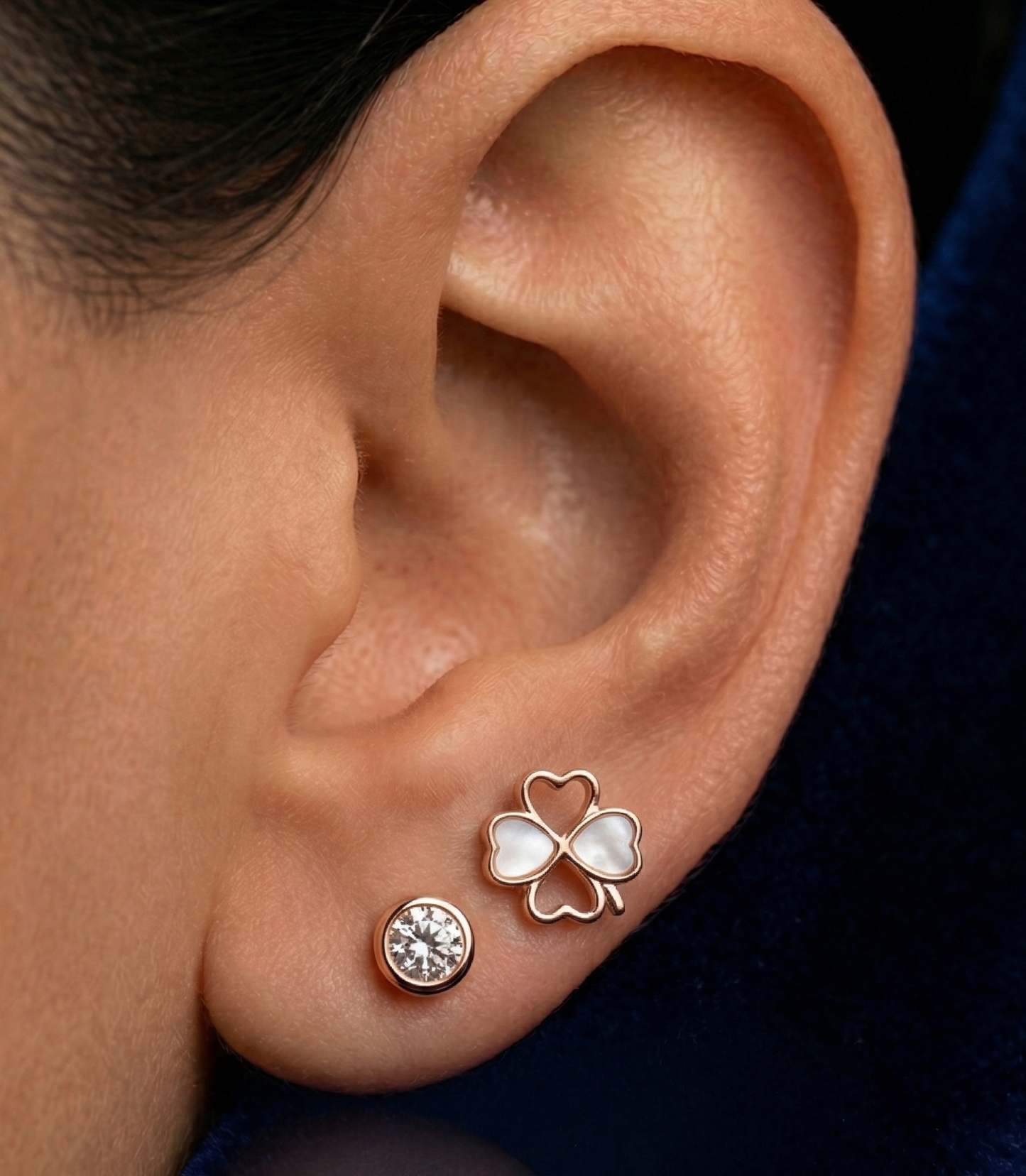 Cute Silver Clover Stud Earrings for Women | Minimalist Floral Design Daily Wear Jewelry