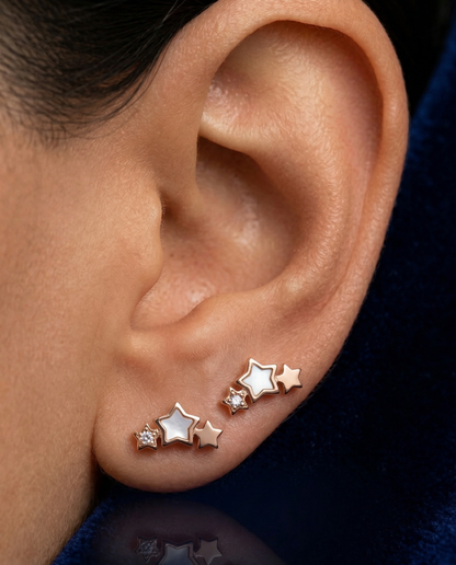 Trendy Silver Star Stud Earrings for Women | Minimalist Crystal & Enamel Design Daily Wear Jewelry